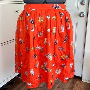 ModCloth kitty print a-line skirt